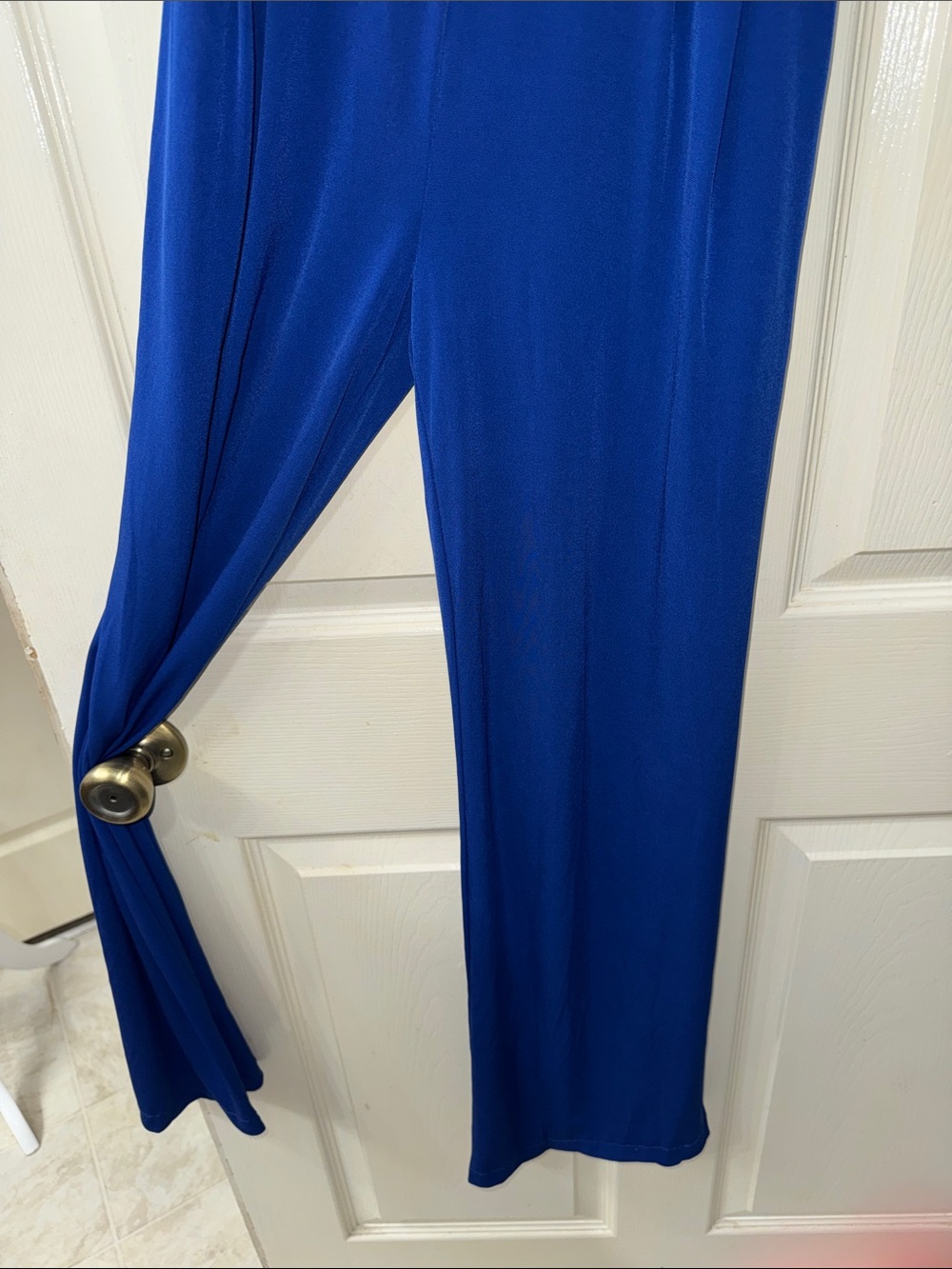 New York & Company Royal Blue Dressy Long Sleeve Jumpsuit Tie Back XS - Picture 4 of 7